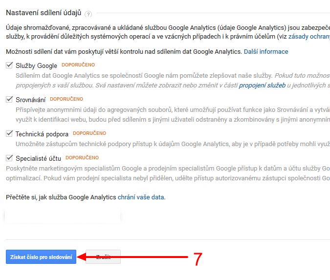 Získat číslo pro sledování - Google Analytics
