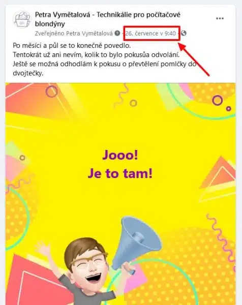 odkaz na příspěvek na facebooku