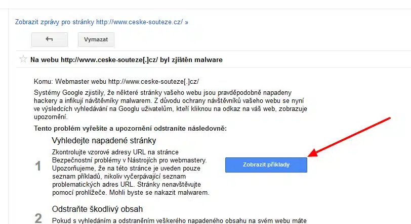 Search Console - útočná stránka
