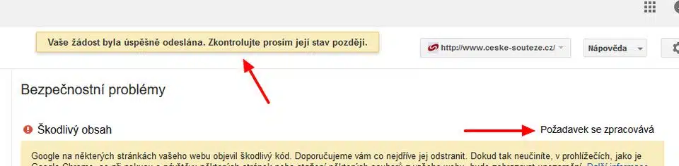 Search Console - útočná stránka