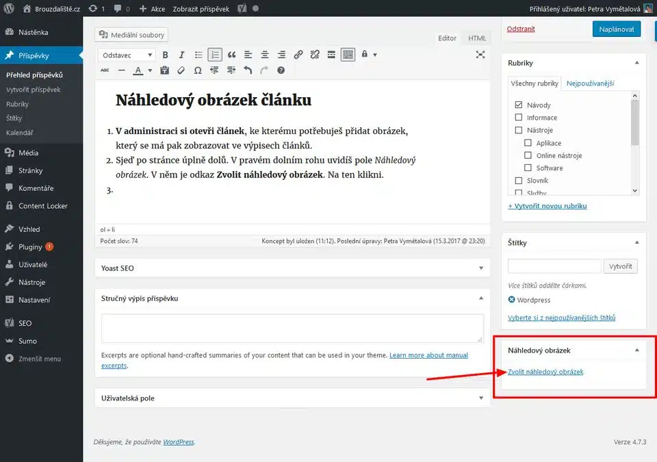 Náhledový obrázek - WordPress