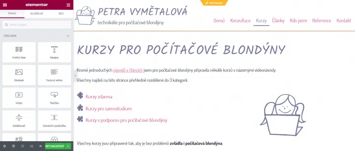 editační prostředí v Elementoru