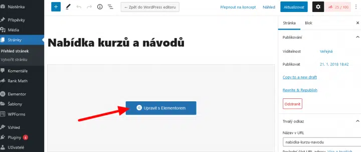 jak se dostat na editaci v Elementoru