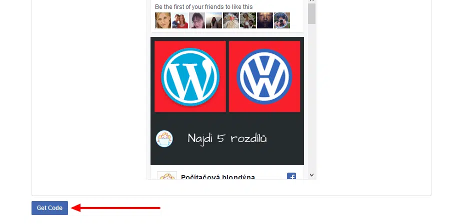 získat kód fb page pluginu