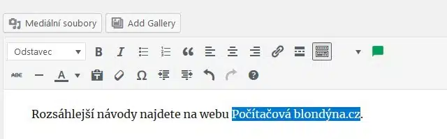 Označit text odkazu