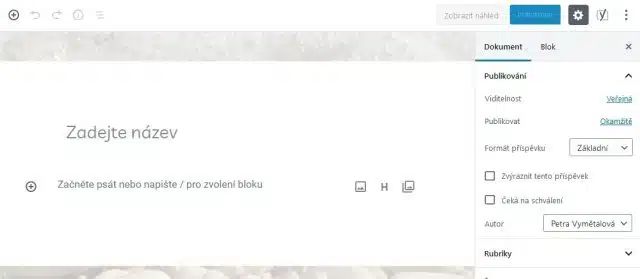 blokový editor Gutenberg