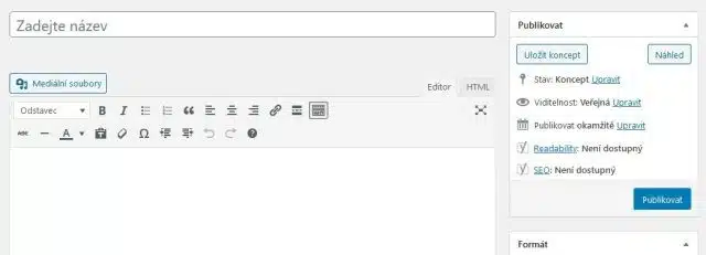 wordpress - klasický editor