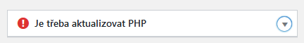 WordPress vyžaduje aktualizaci PHP